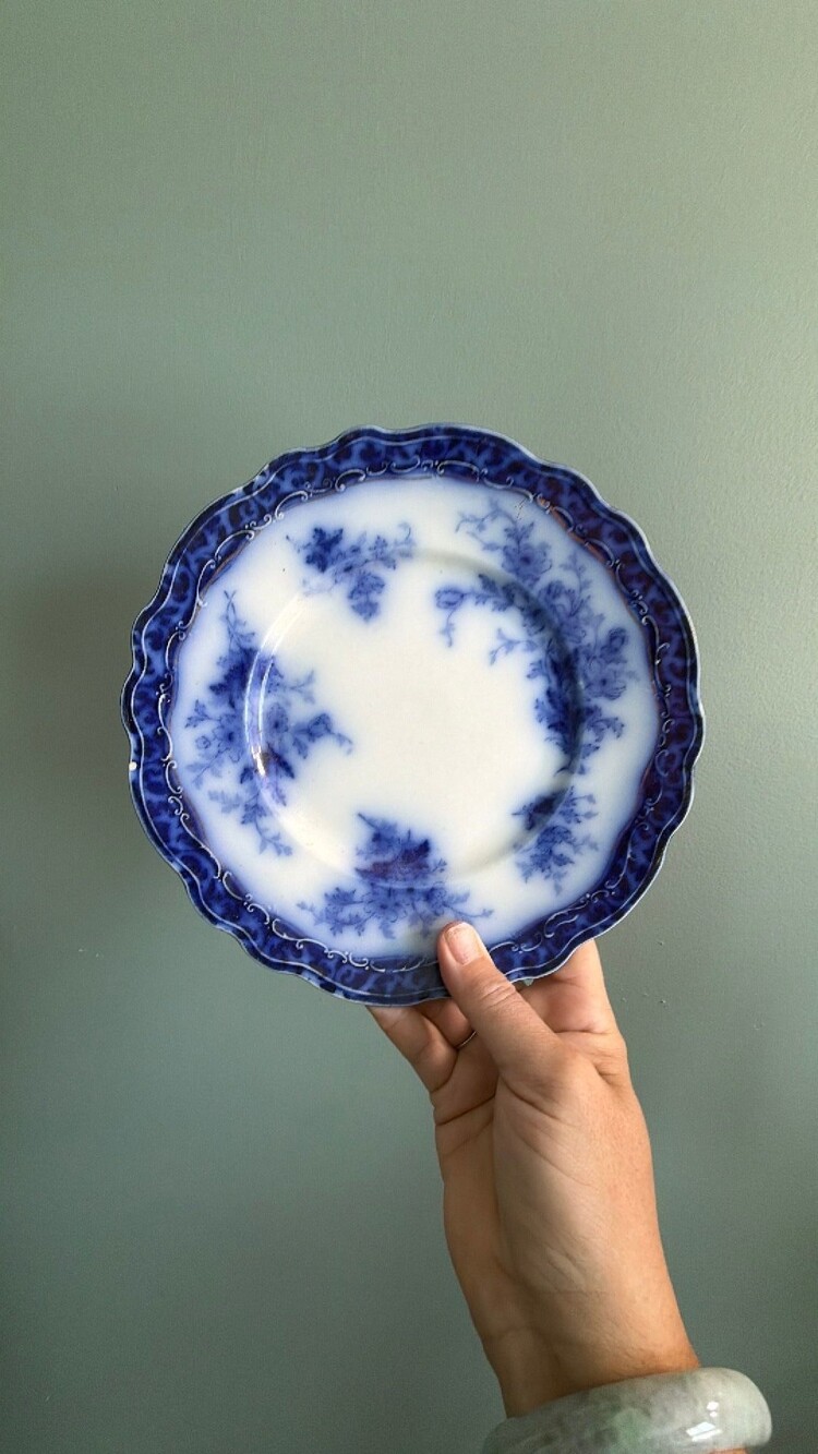 Flow blue touraine pattern Stanley pottery